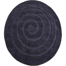 Charcoal Swirl Round Wool-Blend Rug