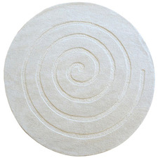 White Swirl Hand Woven Round Rug