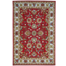 Red & Cream Kashan Wool-Blend Rug