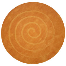 Orange Swirl Hand-Tufted Wool Round Rug