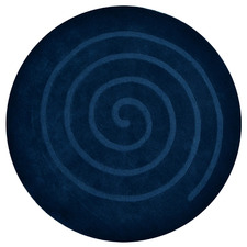 Navy Swirl Wool Round Rug