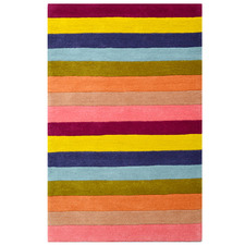 Multi-Coloured Striped Hand-Tufted Wool Rug