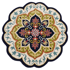 Black Petals Hand-Tufted Wool Rug