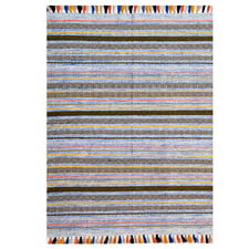 Multi-Coloured Mizo Hand-Woven Cotton Rug