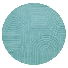 Cashmere Blue Pavi Hand-Tufted Wool Round Rug