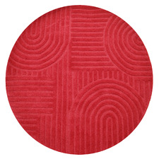 Red Pavi Hand-Tufted Wool Round Rug