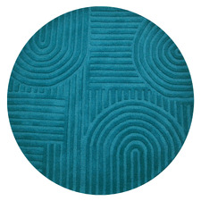 Turquoise Pavi Hand-Tufted Wool Round Rug