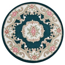 Turquoise Lativa Hand-Tufted Wool Round Rug