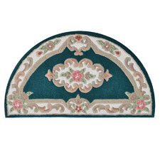 Turquoise Lativa Hand-Tufted Wool Half-Round Rug