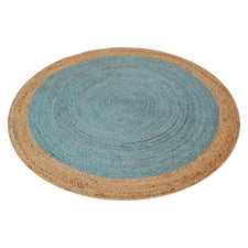 Teal Blue Spiral George Braided Round Rug