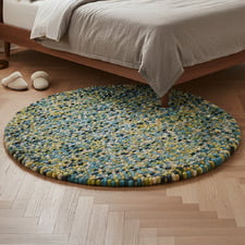 Aqua Bonnie Hand-Woven Wool Round Rug