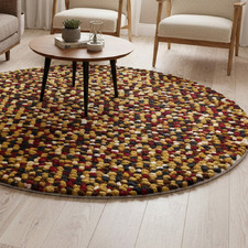 Red Bonnie Hand-Woven Wool Round Rug