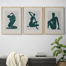 Green Cut-Outs Printed Wall Art Triptych