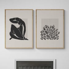 2 Piece Black Cut-Outs Printed Wall Art Set