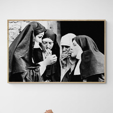 Smoking Nuns Printed Wall Art