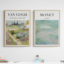 2 Piece Van Gogh & Monet Printed Wall Art Set