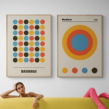 2 Piece Bauhaus Style Printed Wall Art Set