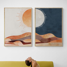 Moon Desert Printed Wall Art Diptych