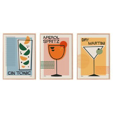 3 Piece Aperol Spritz Framed Paper Print Wall Art Set