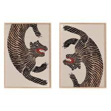 Japanese Tiger Framed Paper Print Wall Art Diptych
