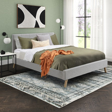 Seashell Grey Macey Upholstered Bed