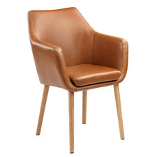 Tan Remi Faux Leather Carver Dining Chair