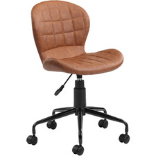 Brown Aviator Faux Leather Home Office Chair