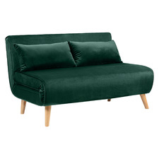 Dark Green Aero Velvet Double Sofa Bed