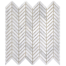 White Chevron Stone Mosaic Tile