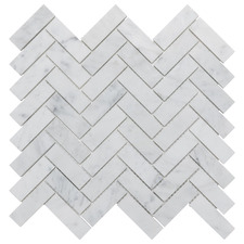 Herringbone Honed Bianco Carrara Marble Mosaic Tile