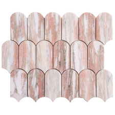 Feather Honed Norwegian Rose Marble Mosaic Tile