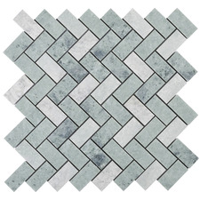 Orient Green Herringbone Honed Marble Mosaic Tile