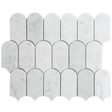 White Feather Bianco Carrara Marble Mosaic Tile