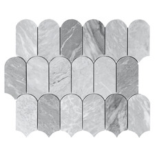Grey Feather Honed Carrara Marble Mosaic Tile