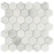 White Hexagonal Marble Mosaic Tile