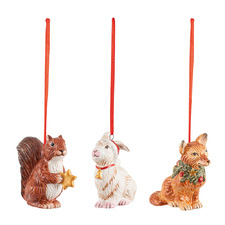 3 Piece Nostalgic Forest Animals Hanging Ornament Set