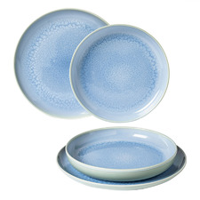4 Piece Crafted Blueberry Porcelain Dinner Set