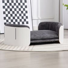 White & Grey Avery Medium Corduroy Pet Sofa