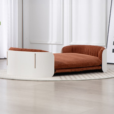 White & Brown Avery Large Corduroy Pet Sofa