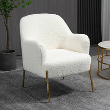 White Faux Lambskin Accent Chair