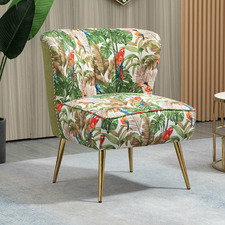 Red Parrot on Green Tropical Forest Accent Chair