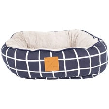 Navy Check Cotton Reversible Cat Bed