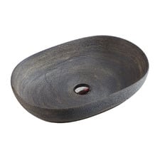 Vale 580mm Natural Oak Stain Oval Ceramic Basin