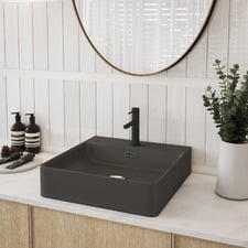 Nueva 420mm Square Ceramic Wall Hung/Countertop Basin With Tap Landing