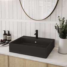 Nueva Matte Black Rectangular Ceramic Wall Hung Basin