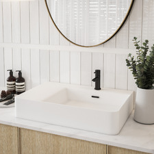 Vento 600mm Rectangular Ceramic Left Drainer Wall Hung Basin