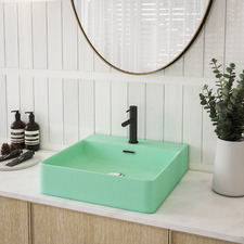 Nueva 420mm Square Ceramic Wall Hung/Countertop Basin With Tap Landing