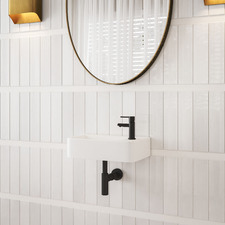Nueva 375mm Rectangular Ceramic Wall-Hung Basin with Right Tap Hole