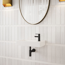 Nueva 450mm Rectangular Ceramic Wall-Hung Basin with Right Tap Hole