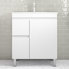 Bianca 750mm Gloss White Freestanding Vanity with Ceramic Countertop